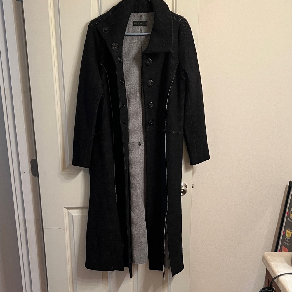 Luukaa Black Sweater Coat with High Collar Size 10 - Picture 5 of 10